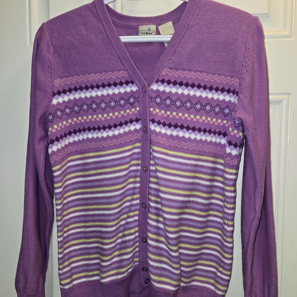 L.L. Bean Kids' Purple Cardigan Sweater